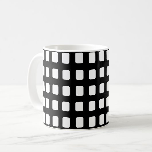 Moderne Schwarz-Weiß-Plätze Kaffeetasse (Vorderseite Links)