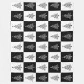 Moderne Schwarz-Weiß-Plätze mit Weihnachtsbäumen Fleecedecke (Vorderseite)