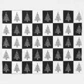 Moderne Schwarz-Weiß-Plätze mit Weihnachtsbäumen Fleecedecke (Vorderseite (Horizontal))