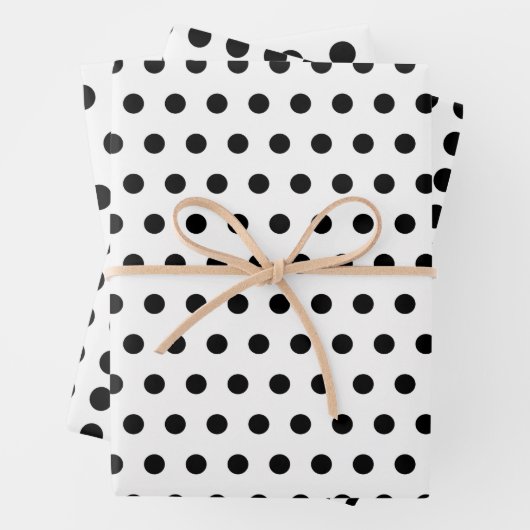 Moderne Schwarz-Weiß-Polka-Dots Gemustert Geschenkpapier Set (Beispiel)