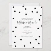 Moderne Schwarz-Weiß-Polka-Punkte Save the Date (Vorderseite)