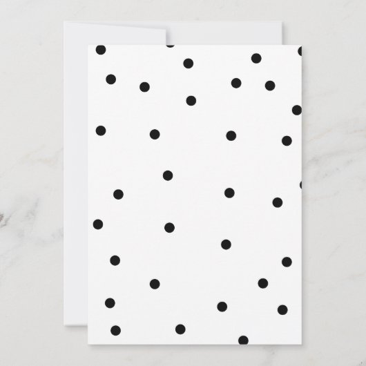 Moderne Schwarz-Weiß-Polka-Punkte Save the Date (Rückseite)