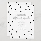 Moderne Schwarz-Weiß-Polka-Punkte Save the Date (Vorne/Hinten)