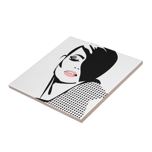 Moderne Schwarz-Weiß-Porträtmalerin minimalistisch Fliese (Seite)