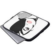 Moderne Schwarz-Weiß-Porträtmalerin minimalistisch Laptopschutzhülle (Vorne Knopf)