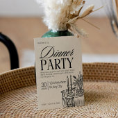 Moderne Schwarz-Weiß-Probe-Abendessen Einladung