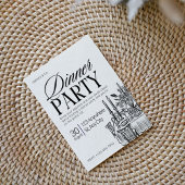 Moderne Schwarz-Weiß-Probe-Abendessen Einladung