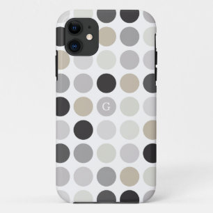 Moderne Schwarz-Weiß-Punkte-Muster-Monogramm Case-Mate iPhone Hülle