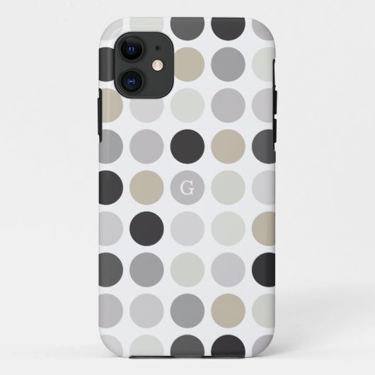 Moderne Schwarz-Weiß-Punkte-Muster-Monogramm Case-Mate iPhone Hülle (Rückseite)