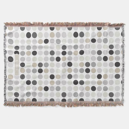 Moderne Schwarz-Weiß-Punkte-Muster-Monogramm Decke (Vorderseite)