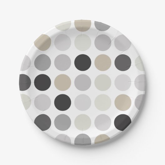 Moderne Schwarz-Weiß-Punkte-Muster-Monogramm Pappteller (Vorderseite)