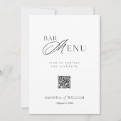 Moderne Schwarz-Weiß-QR-Code-Bar-Menü-Tafel Einladung (Vorderseite)