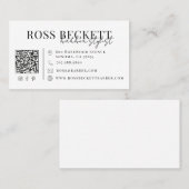 Moderne Schwarz-Weiß-QR-Code-Barbier Visitenkarte (Vorne/Hinten)