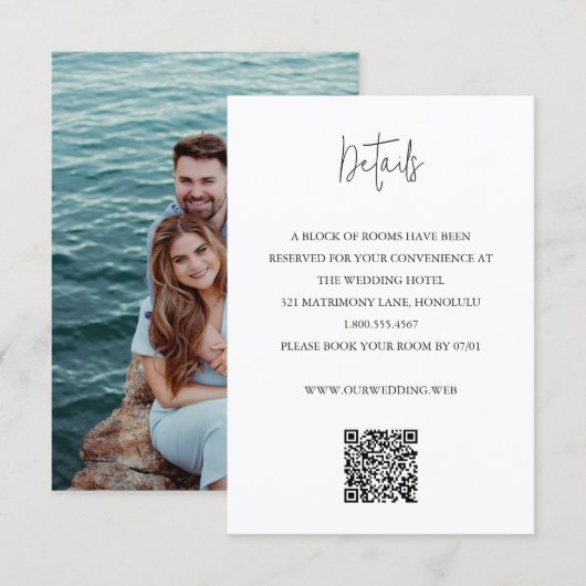 Moderne Schwarz-Weiß-QR-Code-Chic-Hochzeit Begleitkarte (Vorne/Hinten)