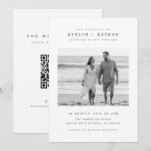 Moderne Schwarz-Weiß-QR-Code-Foto-Hochzeit Einladung (Vorne/Hinten)