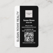 Moderne Schwarz-Weiß-QR-Code-Foto Visitenkarte (Vorderseite)