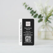 Moderne Schwarz-Weiß-QR-Code-Foto Visitenkarte (Stehend Vorderseite)