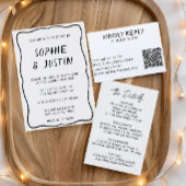 Moderne Schwarz-Weiß-QR-Code-Hochzeit RSVP Karte