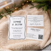 Moderne Schwarz-Weiß-QR-Code-Hochzeit RSVP Karte