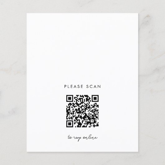 Moderne Schwarz-Weiß-QR-Code Hochzeitseinladung Flyer (Hinten)