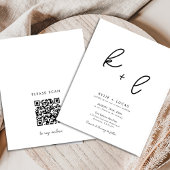 Moderne Schwarz-Weiß-QR-Code Hochzeitseinladung Flyer