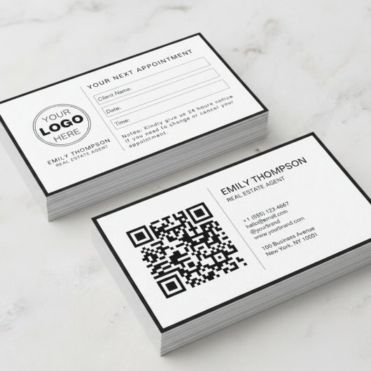 Moderne Schwarz-Weiß-QR-Code-Termin-Erinnerung Terminkarte