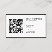 Moderne Schwarz-Weiß-QR-Code-Termin-Erinnerung Terminkarte (Rückseite)