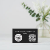 Moderne Schwarz-Weiß-QR-Code-Visitenkarte mit Visitenkarte (Stehend Vorderseite)