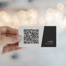 Moderne Schwarz-Weiß-QR-Code-Visitenkarte Visitenkarte