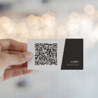 Moderne Schwarz-Weiß-QR-Code-Visitenkarte Visitenkarte