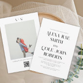 Moderne Schwarz-Weiß-QR-Foto-Hochzeit Einladung