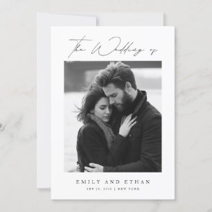 Moderne Schwarz-Weiß-QR-Foto-Hochzeit Einladung