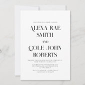 Moderne Schwarz-Weiß-QR-Foto-Hochzeit Einladung (Vorderseite)