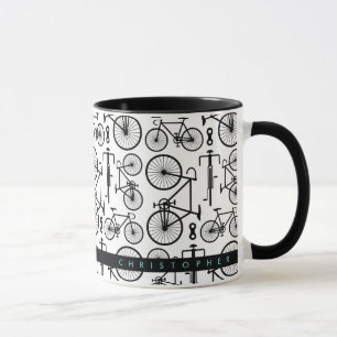 Moderne Schwarz-Weiß-Radmuster-Tasse Tasse