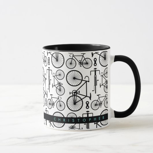 Moderne Schwarz-Weiß-Radmuster-Tasse Tasse (Rechts)