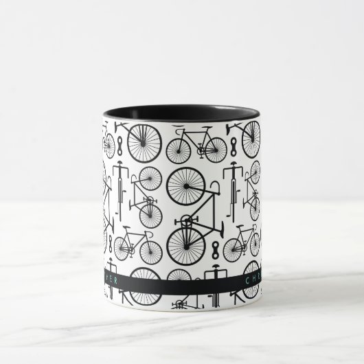 Moderne Schwarz-Weiß-Radmuster-Tasse Tasse (Zentrum)