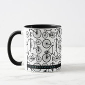 Moderne Schwarz-Weiß-Radmuster-Tasse Tasse (Links)