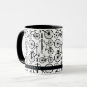 Moderne Schwarz-Weiß-Radmuster-Tasse Tasse (Vorderseite Links)