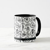 Moderne Schwarz-Weiß-Radmuster-Tasse Tasse (VorderseiteRechts)