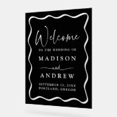 Moderne Schwarz-Weiß-Rahmen-Hochzeit willkommen Acrylschild (Winkel)