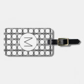 Moderne Schwarz-Weiß-Rattanmuster-Monogramm Gepäckanhänger (Vorderseite horizontal)