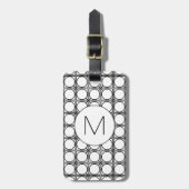 Moderne Schwarz-Weiß-Rattanmuster-Monogramm Gepäckanhänger (Vorderseite vertikal)