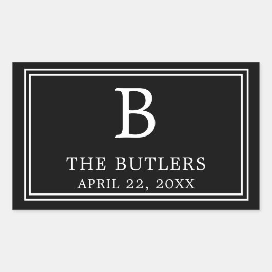 Moderne Schwarz-Weiß-rechteckige Aufkleber (Vorderseite)