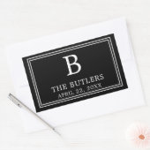 Moderne Schwarz-Weiß-rechteckige Aufkleber (Umschlag)