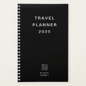 Moderne Schwarz-Weiß-Reisen mit Monogramm Planer (Vorderseite)