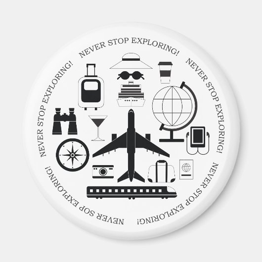 Moderne Schwarz-Weiß-Reiseobjekte Motive Magnet (Vorne)