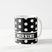 Moderne Schwarz-Weiß-Retro-Blume Kaffeetasse (VorderseiteRechts)