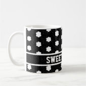 Moderne Schwarz-Weiß-Retro-Blume Kaffeetasse (Links)