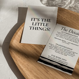 Moderne Schwarz-Weiß-Retro-Hochzeitsdetails Begleitkarte