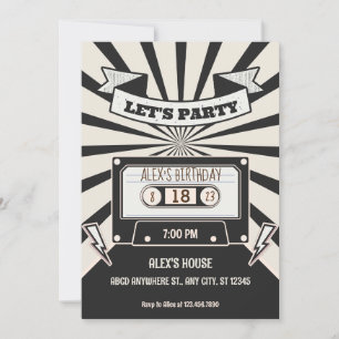 Moderne Schwarz-Weiß-Retro-Musikparty Einladung